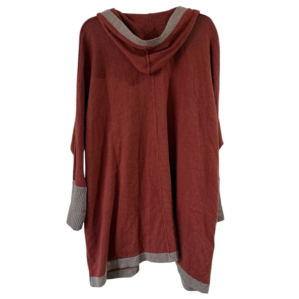 Soft Surroundings Sweater Womens S Rust Red Orange Cashmere Wool‎ Open Cardigan
